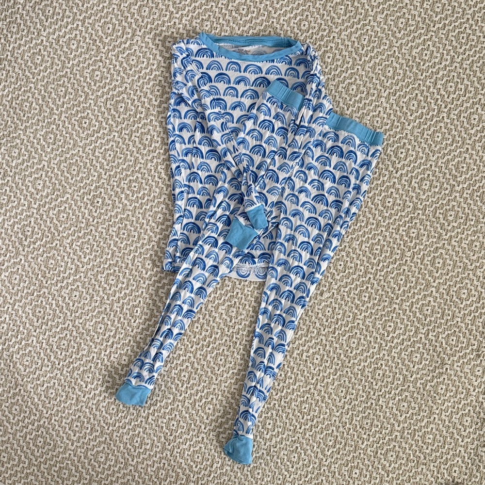 Little Sleepies Blue & White Rainbow Bamboo Pajama Set